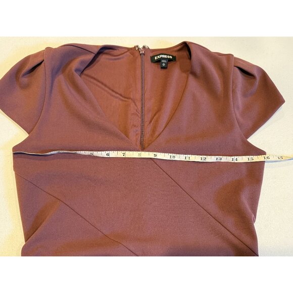 Express Womens Sheath Mini Dress Cap Sleeve Back Zip Dark Mauve Pink Size XS - Picture 5 of 9
